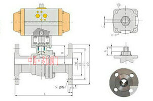 气动法兰球阀结构图